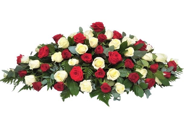 Red and White Casket Spray